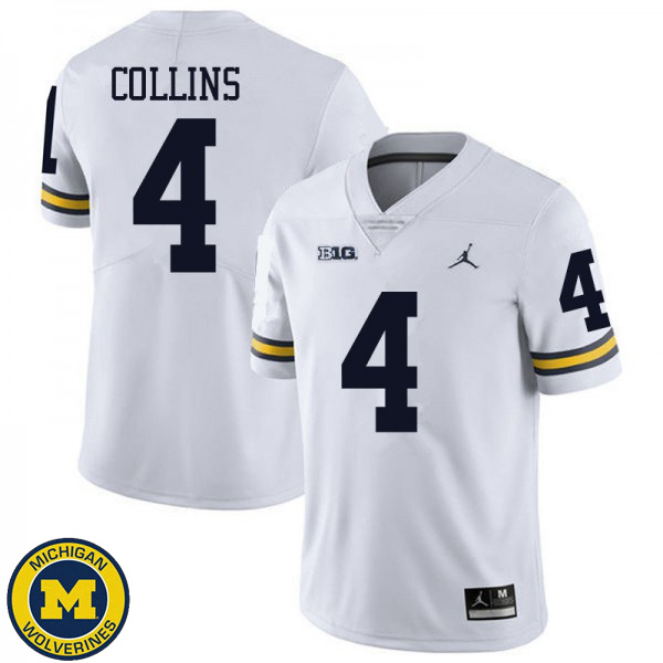 Men's Michigan Wolverines #4 Nico Collins White Jordan Brand University Football Jersey